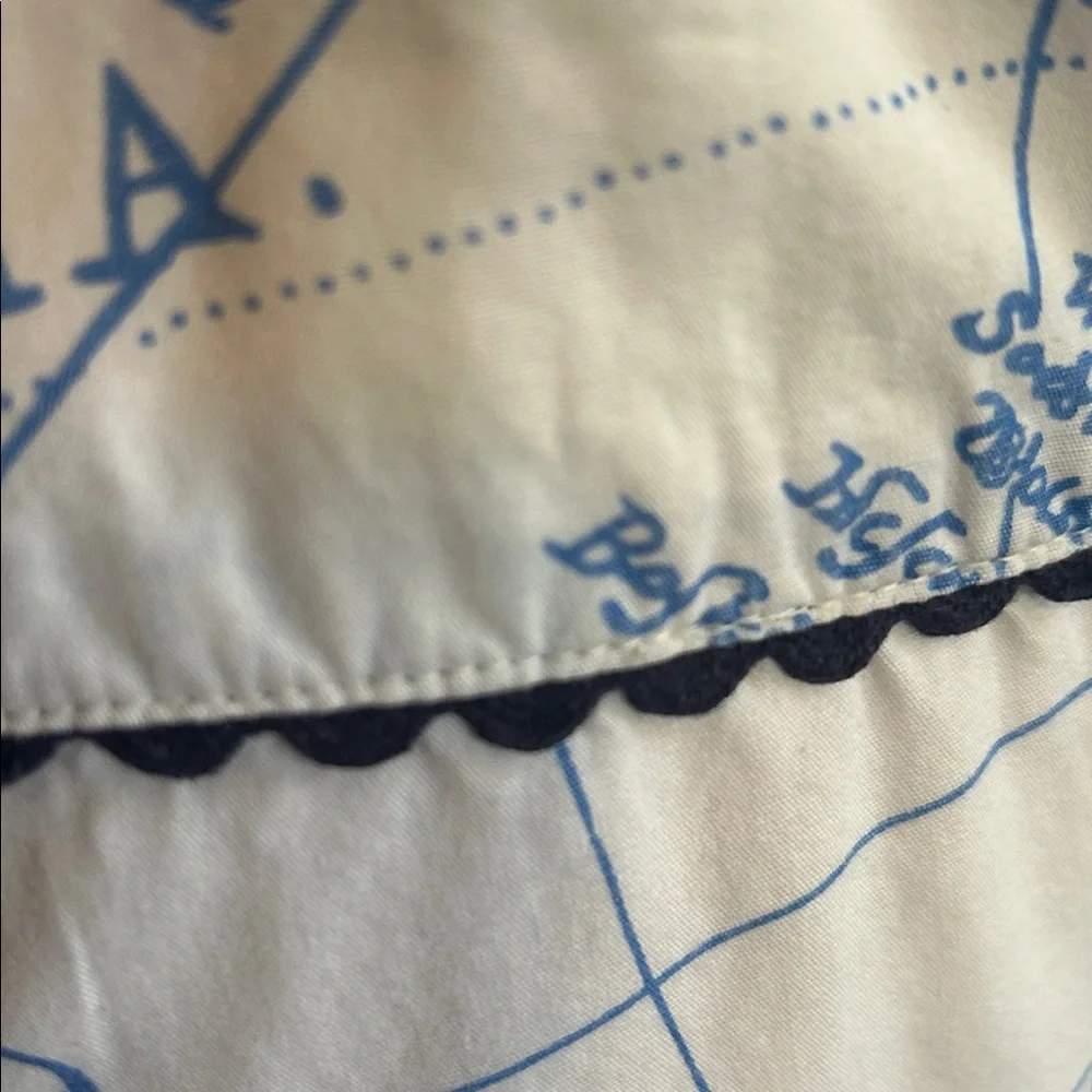 Y2K Seafarers Map Ship Embroidery Ric Rac Skirt 6P - Picture 6 of 14